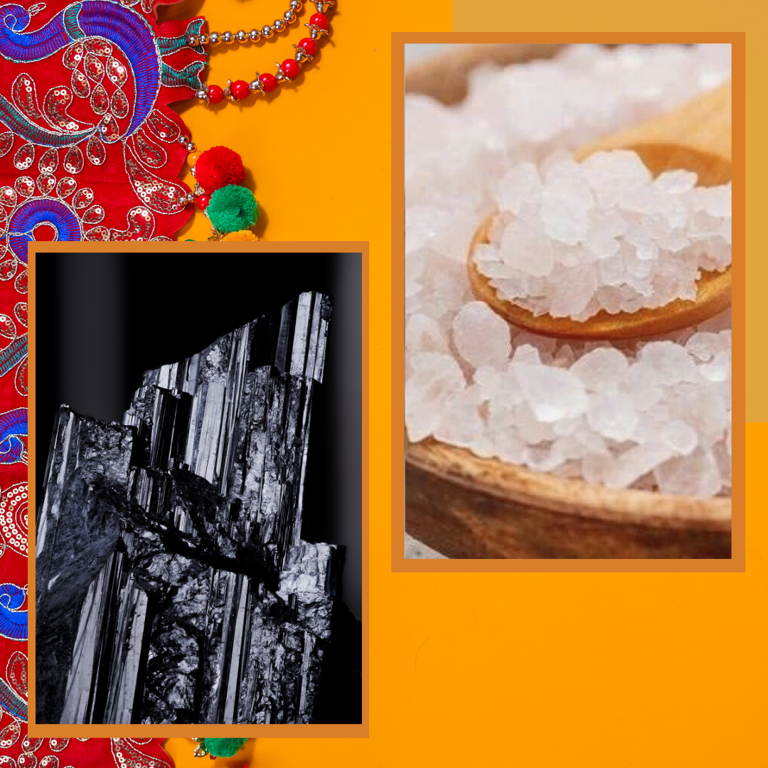 Diwali Combo-3 | Black Tourmaline Raw Crystal & Charged Raw Salt