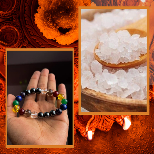 Diwali Combo-6 | 7 Chakra Bracelet, Raw Charged Salt