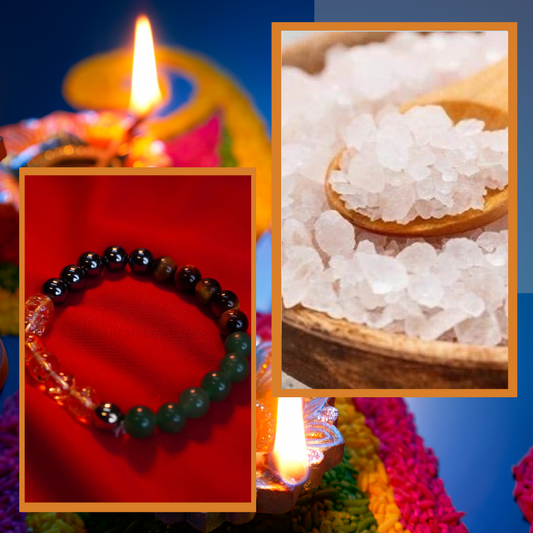 Diwali Combo-8 | Money Magnet Bracelet, Charged Raw Salt