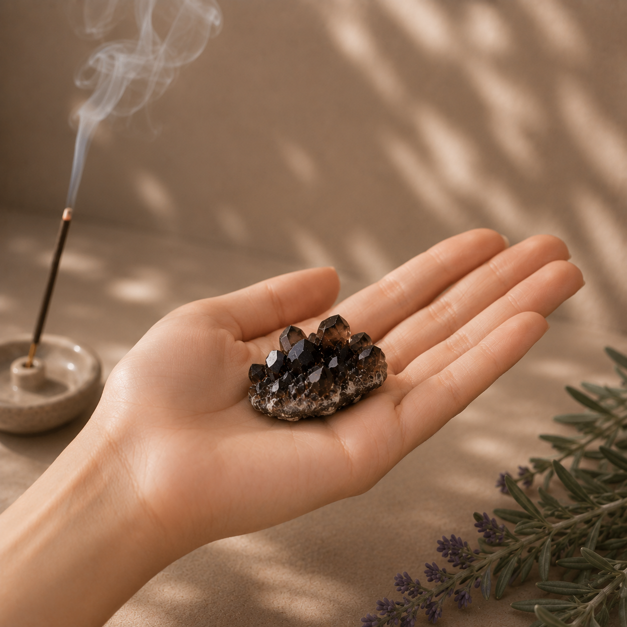 Raw Smoky Quartz Cluster | Charged